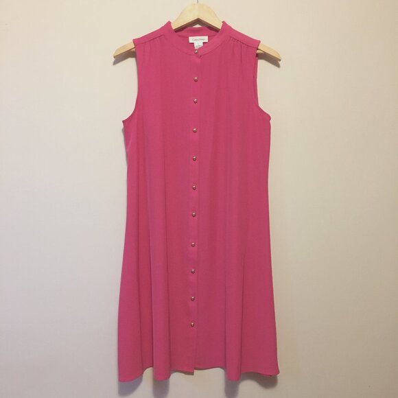 Malibu Barbie Pink Sleeveless Button Down Dress - Picture 1 of 14